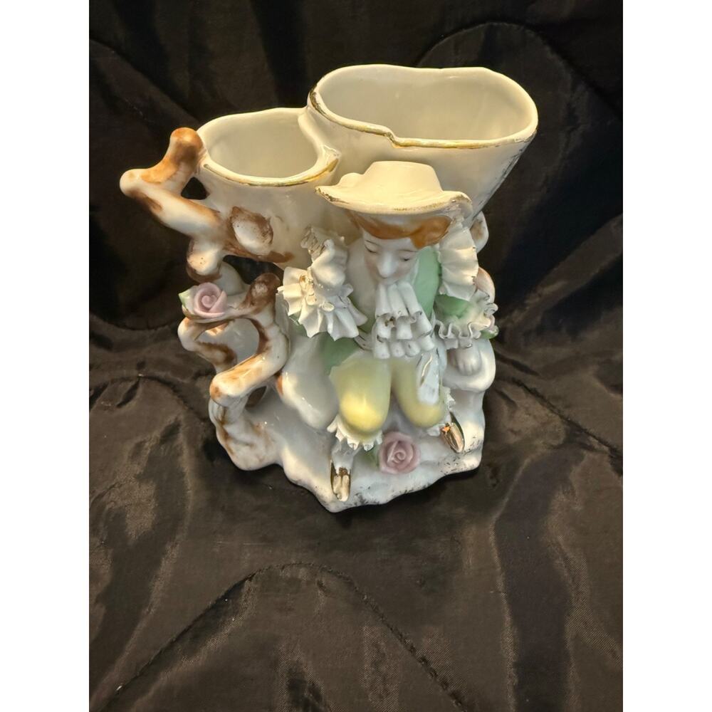 Ucagco Ceramics Victorian Boy with Ruffle Shirt Vase Figurine Made Japan3